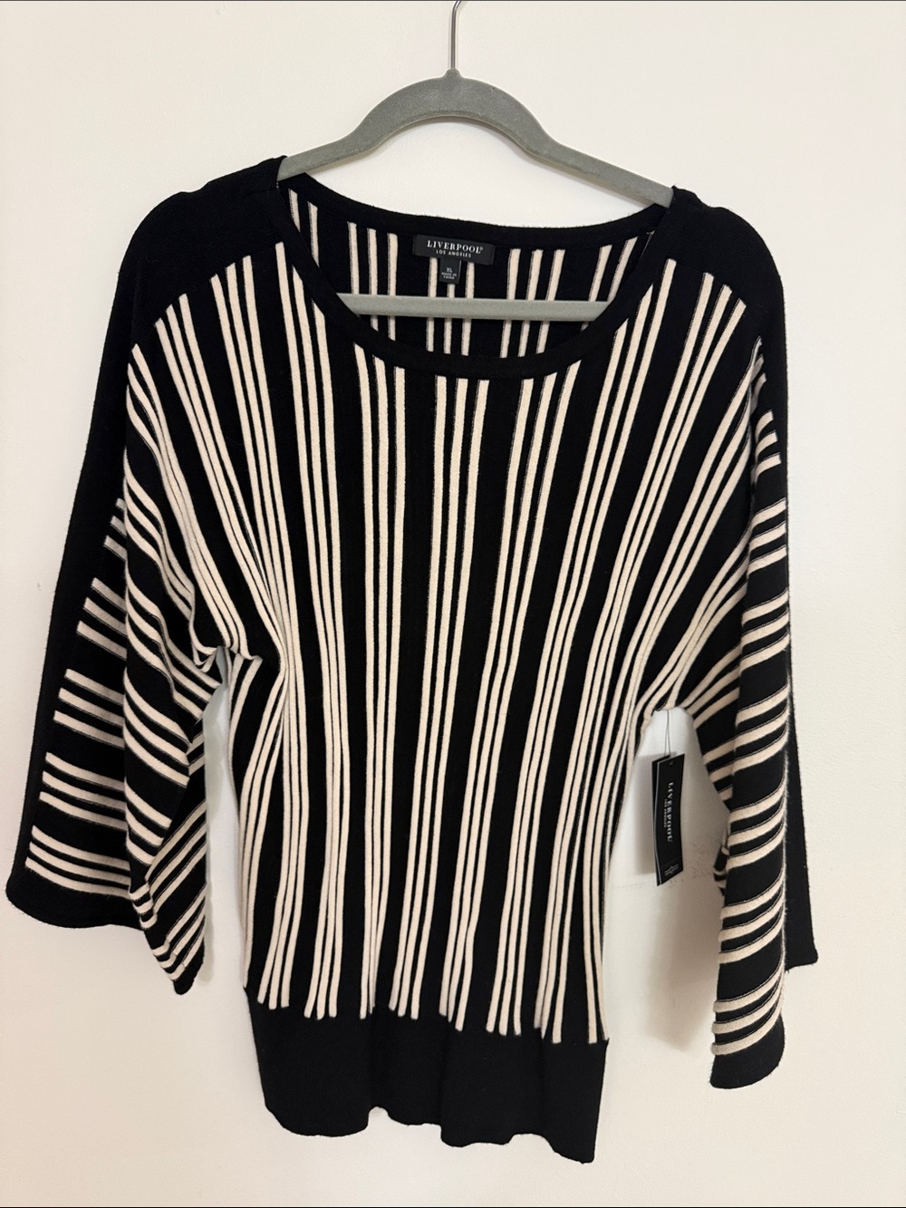 Liverpool Black and Cream Vertical Stripe Sweater